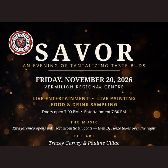 SAVOR 2026 poster: an evening of tantalizing taste buds, Friday, November 20, 2026, Vermilion Regional Centre